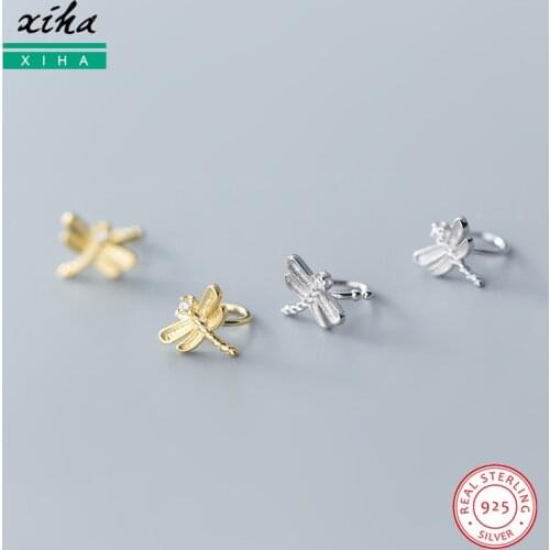 925 Sterling Silver Kids Clip on Earrings for Girls Teens Dragonfly Cubic Zirconia Ear Cuff Clips Jewelry no Piercing Earcuff