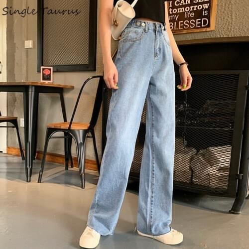 Vintage Harem Jeans Women Blue High Waist Denim Pants Mujer Mom Boyfriend Straight Distressed Jeans Korean Fashion Rock Pants