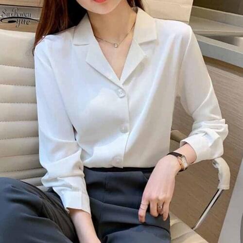 V Suit Collar Fashion Long Sleeve New Korean Chic Loose Shirt Women Solid Color Tops Cardigan Square Button Elegant Blouse 11873
