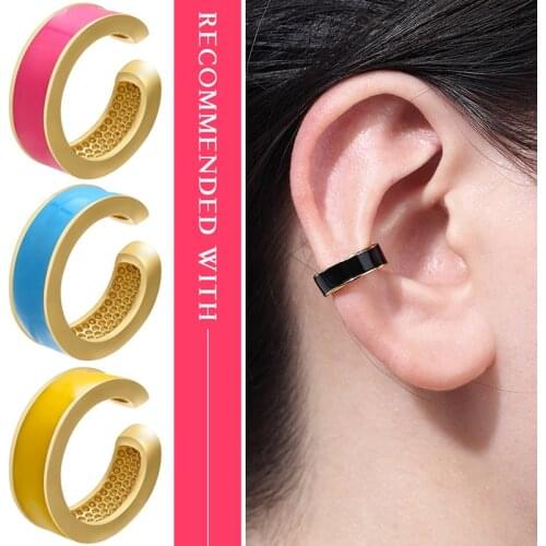 ZHUKOU 1 piece multicolor women Ear cuffs fake piercing clip on earrings for women girls 2020 fashion Jewelry model:VE219