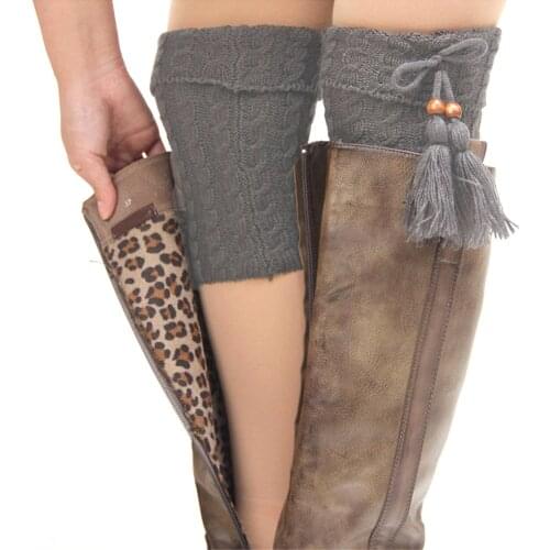 1 Pair Knitted Leg Warmers Women Crochet Boot Cuffs Leg Warmer Woman Boho Boots Socks Lady Winter Boot