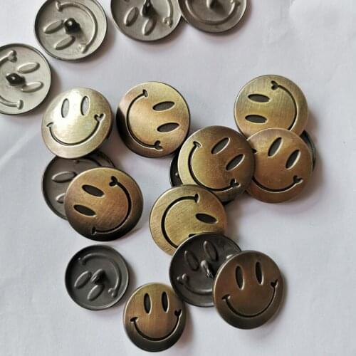 10pcs 25mm-30mm diy alloy metal round smile face button.smiley face for costume hairpin jewelry accessories 2021wholesale