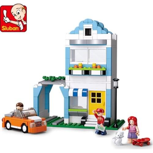 305Pcs SLuban 0572 Simulated City Street View Apartment Girl Small Particles Assembled Building Blocks Toys Gifts