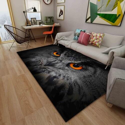 3D Cute Owl Area Rugs Large Black Anti Slip Animal Floor Mat Witchcraft Boho Home Living Room Bed Decor Carpet Dirt Resistant