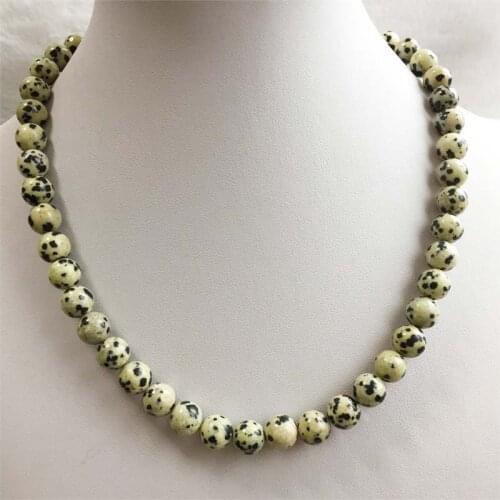 4/6/8/10MM Dalmatian Jasper Gemstone Necklace Vintage Natural Stone Jewelry Noble Elegant Exquisite Beaded Chain Choker Collier