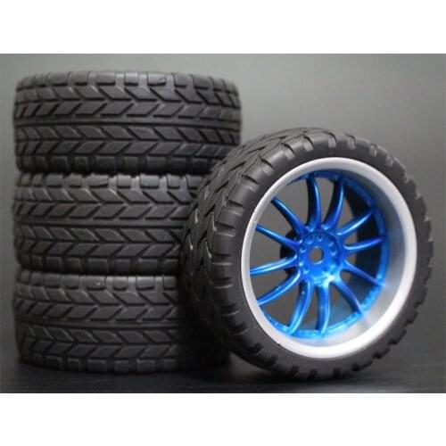 4Pcs 26mm Rubber RC Tyres & Wheel Rims Hex 12 For 1:10th HSP HPI Sprint 2 Drift RS4 On Road 4WD
