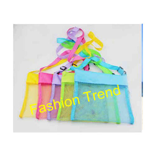 500pcs/lot drop shipping 5 colors beach mesh bags kids seashell bag mesh shell tote kids beach bag kids storage bag fast ship