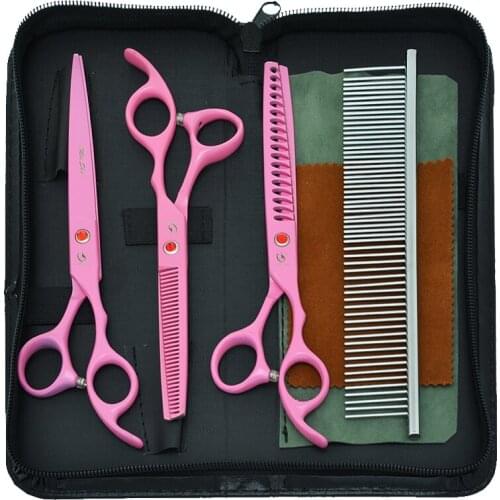 7.0" Professional Pets Grooming Scissors Japan 440c Dogs Straight Curved Cutting Thinning Shears Animals Trimming Tijeras B0037A