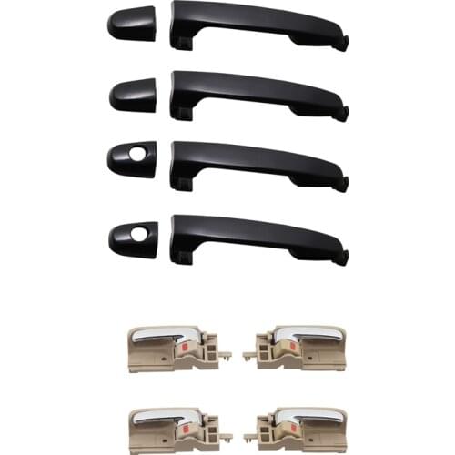 8PCS BLACK OUTSIDE EXTERIOR BEIGE CHROME INTERIOR DOOR HANDLE For TOYOTA Corolla 2003 2004 2005 2006 2007 2008 2009 2010-2013