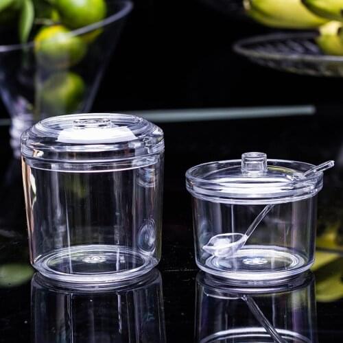 Acrylic Seasoning Jar Drop-proof Transparent with Lid Chili Seasoning Jar Factory Direct Snack Bar Plastic Sugar Bowl