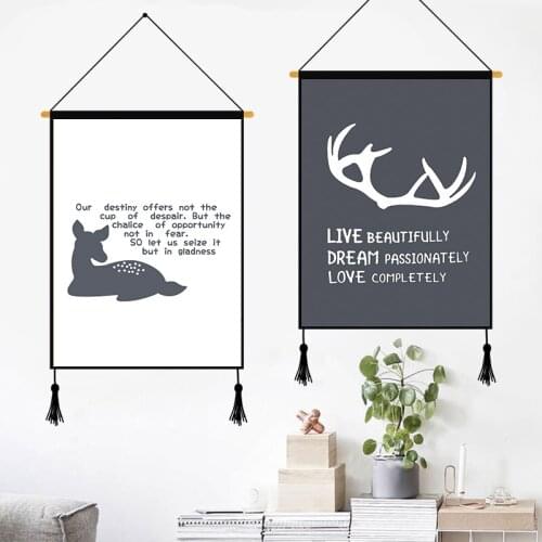 Frameless Oil Paintings Deer and Bear Animal Wall Pictures for Living Room Tree of Life Canvas Home Decoration Accessories