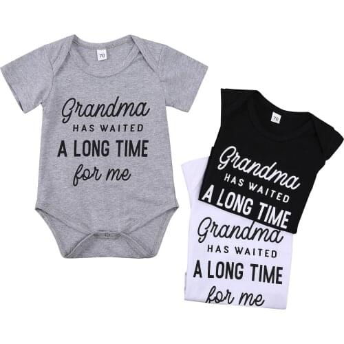 2021-03-23 Lioraitiin 0-18M Infant Newborn Baby Boy GIrl Unisex Letter Print Round Collar Short Sleeve Bodysuit White/Black/Gray