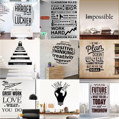 Large Bigger Motivation Quotes Work Hard Sentences vinyl Wall sticker Mural Bedroom Decor wallpaper Office Classroom Decoration