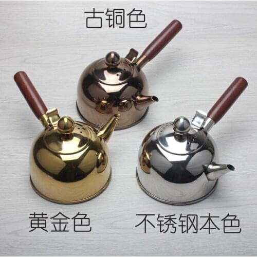 304 stainless steel side handle flat-bottom kettle special for induction cooker (product does not include wooden mat)