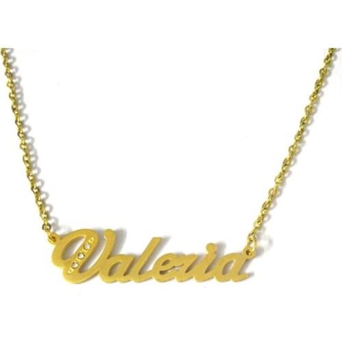 FairLadyHood Gold "Valeria" Personalized Custom Name Pendant Necklace Custom Cursive Nameplate Necklace Handmade Birthday Gift