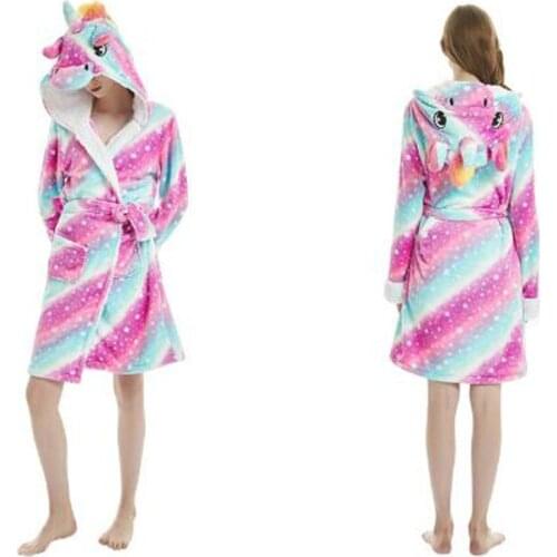Adults Animal Flannel Bath Robe Woman Cloak Pajamas szlafrok Bridesmaid Robes Fun Sleepwear Cute Bride Bath Robe