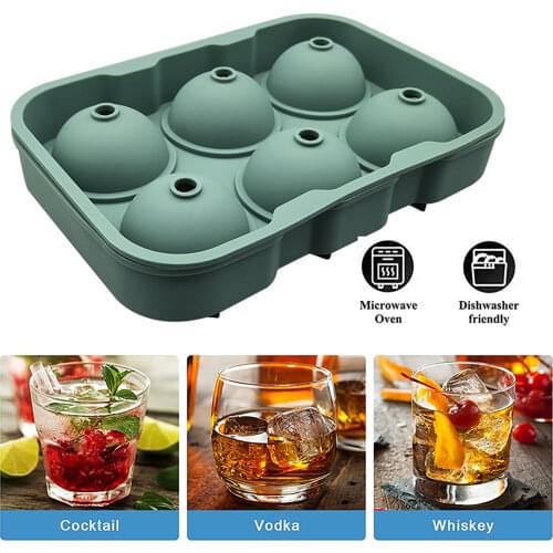 Large Size 6 Cell Ice Ball Mold Silicone Ice Cube Trays Whiskey Ice Ball Maker 6 Silicone Molds Maker For Party Bar ice mold