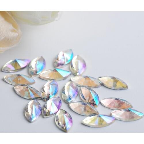 Hisenlee 200Pcs 5*10mm AB Colorful Horse Eye Flatback Acrylic Rhinestone Trim Stones For DIY Creative Home Decoration