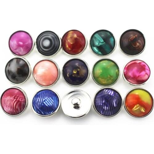Hot selling 20pcs Mix Color Resin Shell Natural Stone Snap Buttons 18mm Snap Ginger Snap Bracelet&Bangles DIY Snap Jewelry Charm