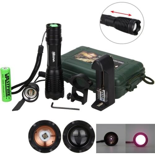 IR-710 Zoomable Hunting Torch 940nm Infrared Radiation Lantern Night Vision Flashlight+18650 +Charger+Rifle Scope Mount+Switch