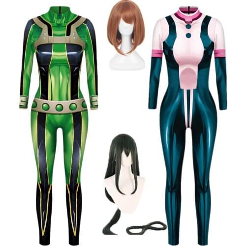 My Hero Academia Asui Tsuyu Ochaco Uraraka Cosplay Costume Jumpsuit Carnival Anime Boku no Hero Halloween Costume Romper C42C47