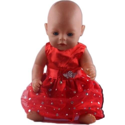 Lovely red bow tie princess dress is suitable for newly born 43cm dolls clothes and accessories, is the best Christmas