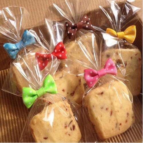 20pcs/lot Cute Candy Biscuit Bow Tie Gift Bags for Candy Biscuits Snack Baking Package Baby Shower Wedding Decoration Supplies