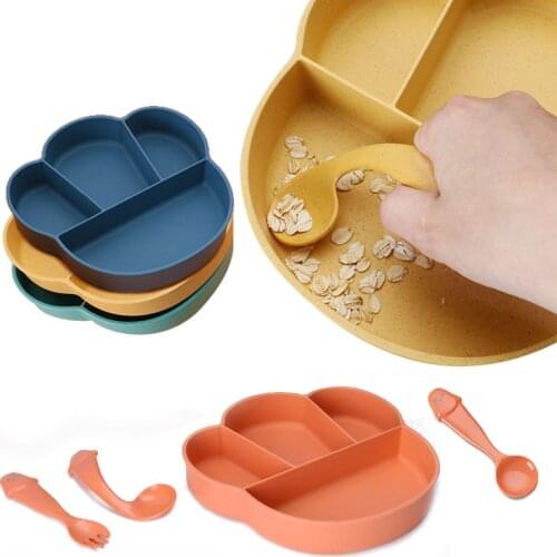 New Baby Bowl+spoon+fork Feeding Food Tableware BPA Free Cartoon Kids Dishes Baby Eating Dinnerware Set Anti-hot Training Plate