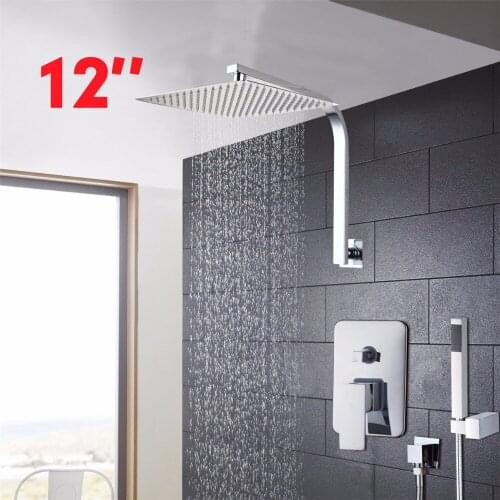 YANKSMART Rain&Waterfall Shower Head Bathroom Rainfall Shower Set Faucet Bath Tap Mixer Bath Leading ultrathin panel Shower Set