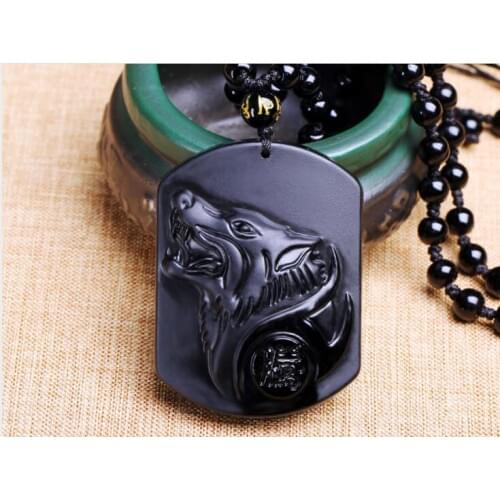 Natural stone Quartz crystal Black Obsidian hand Carved Wolf Hoof Lucky Amulet Pendant for diy jewelry making necklace