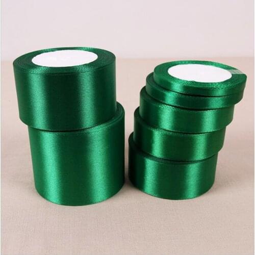 New 6mm-75mm 25 Yards Handmade Green Silk Satin Ribbon for Bow Craft Wedding Party Decoration DIY Supplies Packaging Accessories