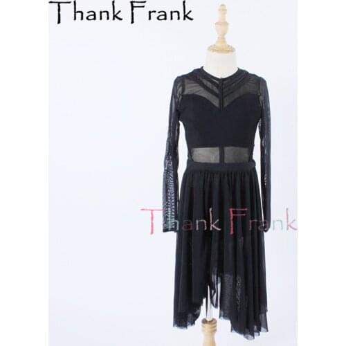 New Girls Lyrical Dance Costume Women 2-Piece Mesh Modern Costumes Including Leotard And Skirt Kids Dancing Girl Dresses C759