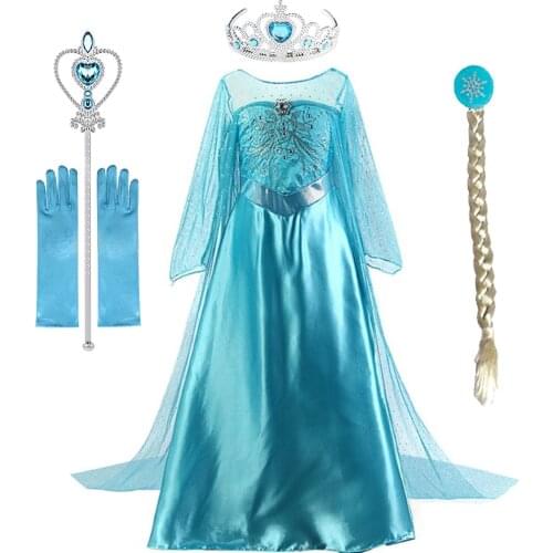 Anna Dress Snow Queen Princess Dress Clothing Girls Summer Kids Childrens Cosplay Costumes Birthday Party Fancy Vestidos Menina