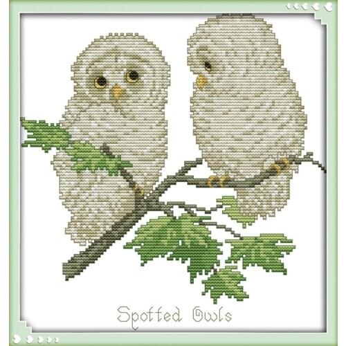 Spotted Owls cross stitch kit cartoon 11ct count canvas stitches embroidery DIY handmade needlework plus