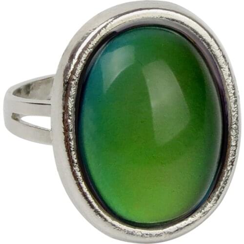 Retro Oval Mood Ring Change Color Ring Adjustable Size Temperature Finger Ring Fashion Jewelry for Women Men