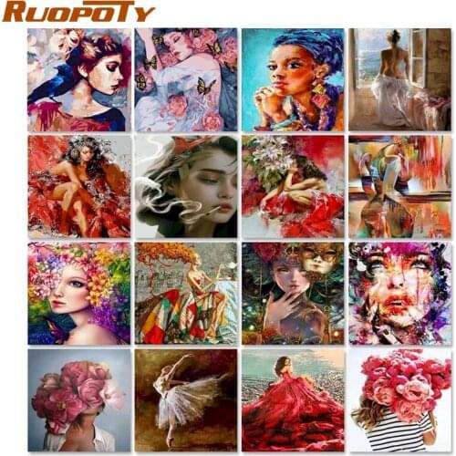 RUOPOTY Oil Painting By Numbers Girl Cartoon Unique Gift For Children Painting By Numbers Portrait Canvas Painting Wall Art Deco