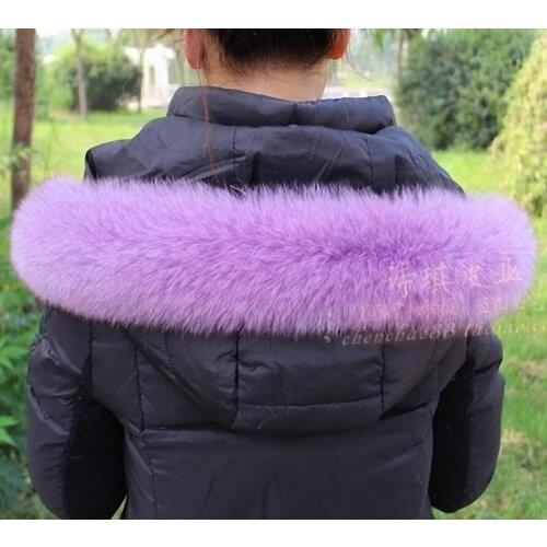 10 Colors Genuine Fox Fur Detachable Collar Scarfs Fashion Coat Sweater Detachable Jacket Luxury Fur Collar C002-purple