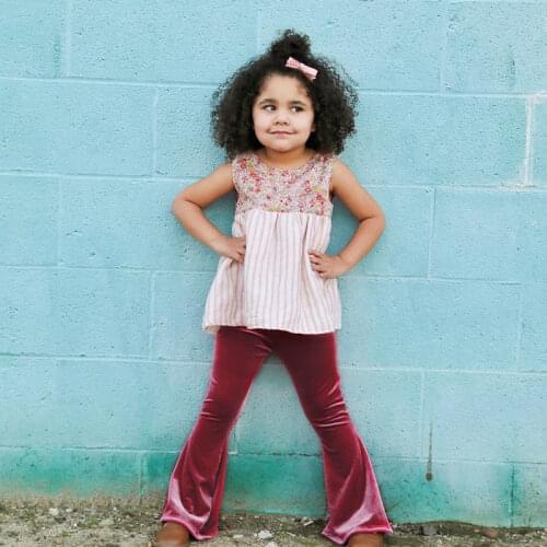 Infant Kids Baby Girl Bell Bottom Gold Velvet Pants Flare Trouser Clothes Autumn[Pink(Bell-bottoms),1-2 Years]