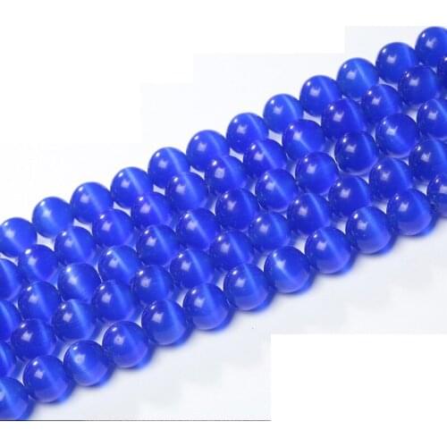 AAA Lack Dark blue Cat Eye Beads Hight Quality Smooth Round Loose Beads For Jewelry Making Opal Stone DIY Bracelet 15"Strand 4-1