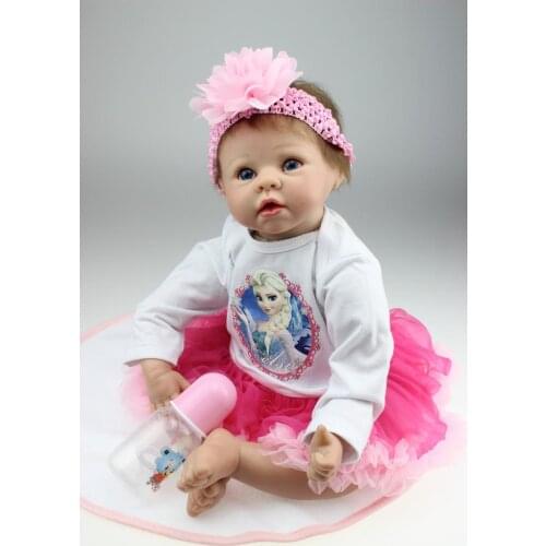 Top Popular 55CM/22inches Sleep With Baby Doll Simulation Reborn Living Doll Soft Gentle Touch Silicone Toy Girls Birthday Gift