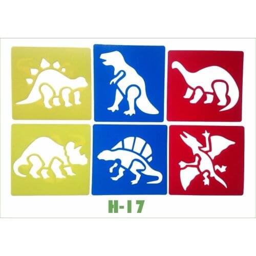 6pcs/set Dinosaur Stencils Suit Childrens painting template Kids Drafting Stencil Gift
