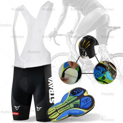 STRAVA Cycling Bib Shorts Mens Riding Short 5D Gel Pad Shockproof Cycling Shorts Bike Short Team Summer Anti-UV Bicycle Shorts