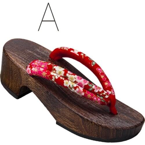 Women Anime Cosplay Japanese Flip Flops Traditional Kimono Wooden Shoes Oriental Geta Clogs Floral Sandals Sauna Spa Toe Slipper