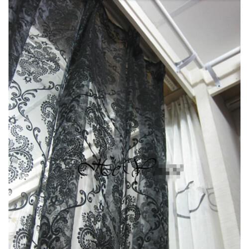Flower fashion window screening organza fabic flocked light curtain for living room
