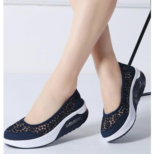2020 New Hot Summer Women Flat Platform Shoes Women Breathable Casual Sneakers Shoes Slip On Platform Walking Shoes For Women