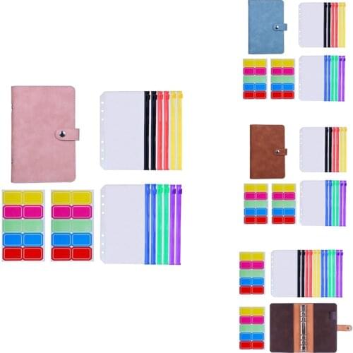 12Pcs A6 Colorful Zipper Loose-Leaf Bag with PU Leather Notebook Binder Cover Waterproof Cash Budget Envelope System