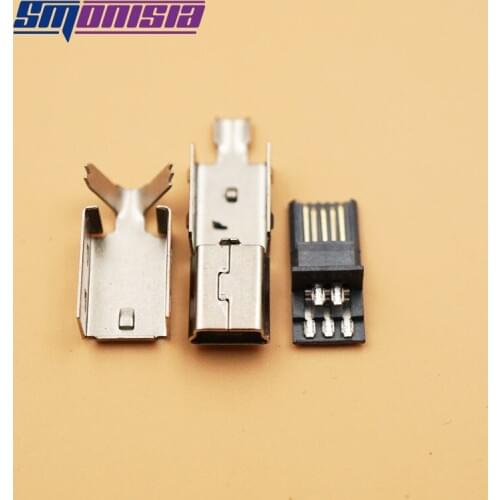 20Sets 3 in 1 5 pin DIY Mini USB T Type Male 5pin Plug Connector Tail Charging Port Welding Metal Plug