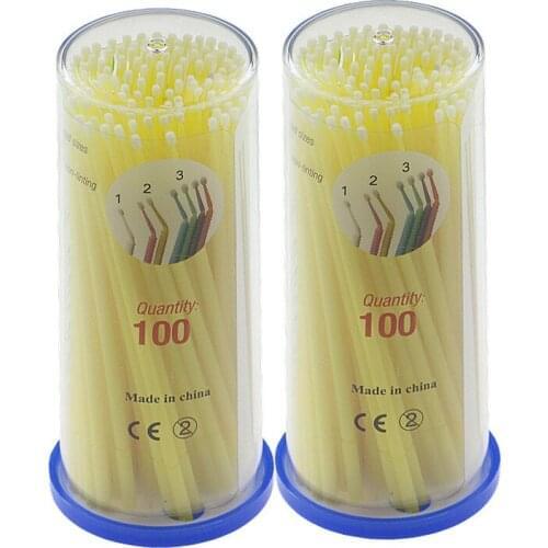200Pcs High Quality Dental Materials Disposable Fine Cotton Swab Applicator Stick Yellow Dentist Products Free Shipping