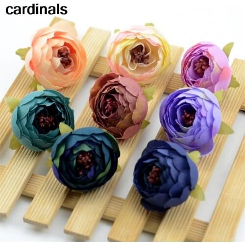 30pcs 3.5cm Mini Artificial Rose Bud Cut Flower Head Wedding Christmas Decoration DIY Sreath Gift Craft Flowers Accessories