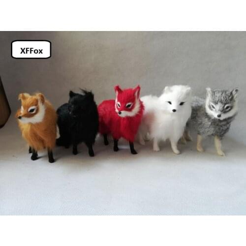 5 pieces a lot real life fox models plastic&furs cute simulation standing fox dolls gift about 16x12cm xf2392